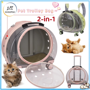 SKISOPGO Pet Bag Trolley Case Portable Flight Case Transparent Breathable Cat Bag Pet Backpack