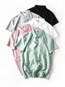 New Summer Mens Polo Shirt Short Sleeve Casual Silk-Like Cotton Seamless Heat-Resistant Business Casual Fashion City Style