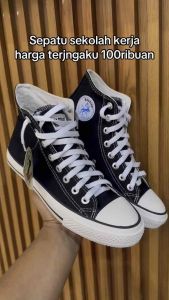 Sepatu sekolah warior hitam polos 34-44 tinggi pendek cod