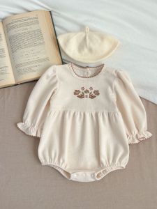 spring Newborn Infant Baby Girls Romper Muslin flowers Rompers Kids lace Onepiece Fashion Baby clothing