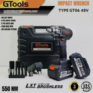 bor impact wrench GTOOLS EROPA GT06 mesin pembuka baut ban roda truck mobil motor CVT baterai cordless 48v 550nm FULLSET komplit koper JLD HUJIA