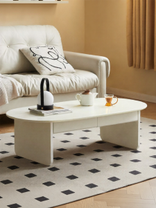 WEISHA | White Solid Wood Simple Sofa Side Table Cream Style