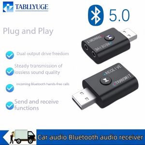 Bluetooth 5.0 2 in 1 Transmitter Receiver 3.5mm AUX USB Audio Adapter for TV Car Speaker Headphone