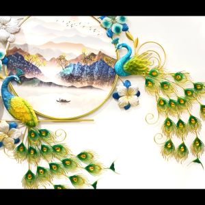 Đồng Hồ Treo Tường Con Chim Công Tài Lộc Chính Hãng D1 Home Kim Trôi Trang Trí Tường Decor - TG28v2