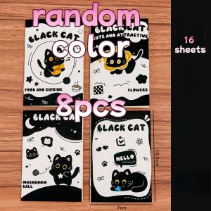 Mini Black Cat Softcover Notebook for Students Pocket Size Lined Journal with Cute Portable Memo Book School Stationery