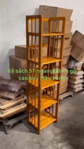 Kệ sách ngang 38cm 5 tầng gỗ cao su lắp ráp đa năng chắc chắn - Nội Thất Ori