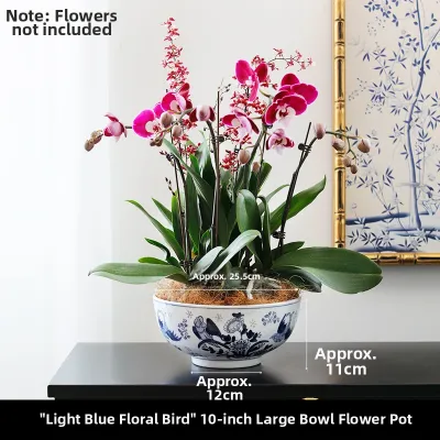 Blue and White Ceramic Flower Vase for Floral Arrangement