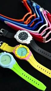 for AP X Swatch Co-branded Pocket Watch Royal Pop Modified Bioceramics Case Men Women FKM Fluoro Rubber Sport Strap Watch Band