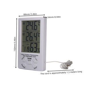 Aideepen | TA298 Digital Thermometer Hygrometer Indoor Outdoor Temperature Humidity Meter Sensor Clock ℃/℉ High Accuracy Home Thermometer