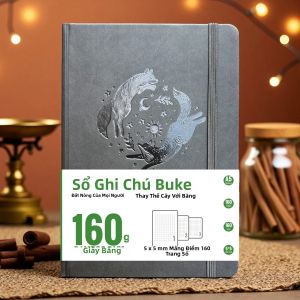 Sổ Tay A5 Tối Giản Dạng Lưới Chấm Với Giấy 160gsm Siêu Mịn Gập Phẳng Dùng Để Ghi Nhật Ký Hàng Ngày Màu Xám Đậm Giả Da PU