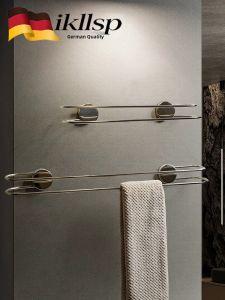 Suction Mounted Double Towel Rack Bathroom Stainless Steel