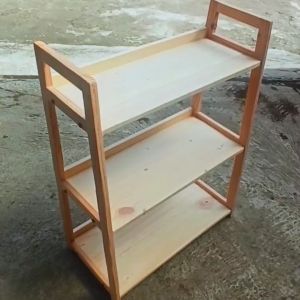 Rak Penyimpanan Estetik 3 Tingkat Ambalan HPL Kayu Jati Belanda