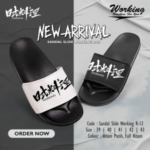 Sendal Pria Terbaru Working R-12 Sandal Slide Karet Import Kekinian Anti Slip