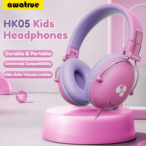 Awatrue Kids Headphones 74/85dB Safe Volume Limit Stereo Wired on-Ear Headsets 3.5mm Jack for IPad Tablet Kindle YOTO Player