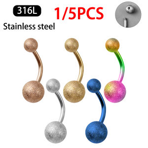 1/5pcs 316L stainless steel Matte Belly Ring - Minimalist Navel Piercing Jewelry Versatile Body Jewelry for Women & Men