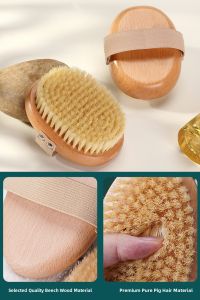Soft Bristle Bath Brush Dry Brush Body Scrubbing Brush Pig Bristle Exfoliating Brush Beauty Body Rubbing Bath Brush Tool