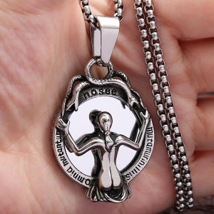 Gothic Vintage Magic Mirror Pendant Necklace For Men Women Stainless Steel Punk Skull Necklaces Fashion Jewelry Gifts Wholesale