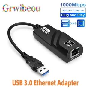 GRWIBEOU 1000Mbps Wired USB 3.0 TypeC USB To Lan Ethernet Adapter Network Card for PC Macbook Windows Laptop