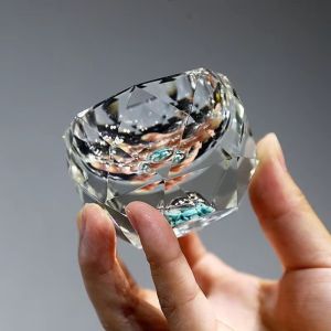 50ml Luxury Crystal Glass Vodka Shot Glass Sake Teacup Glass Bar Liqueur Double Bottom Gold Foil Glass Tea Cup