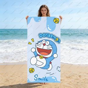 52TOYS | Khăn Tắm Biển Sợi Nhỏ Siêu Mịn In Hình Mèo Robot Doraemon Màu Xanh Dễ Thương Nhanh Khô Dùng Cho Bể Bơi Phòng Tập Cắm Trại Mùa Hè 100% Polyester