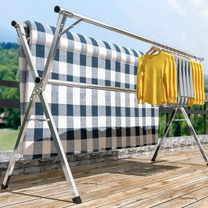 TNT 1.6m/2.4m Two/Three Rods Floor Standing Foldable Stainless Steel Clothes Drying Rack Clothes Hanger