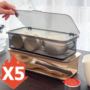 5pcs Refrigerator Food Storage Organizer / Freezer Food Fresh Keeping Box / Kitchen Drainable Sealed Box with Lid / Transparent Household Durable Tableware Drainer Organizer