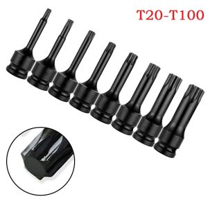 Unnicoco 1/2 Hex Torx Screwdriver Bit Impact Drive Socket Adapter Head T20-T100 Hex Torx Bit Flower Wrench Socket
