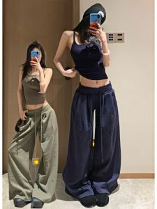 Quần Thể Thao Nam Dáng Rộng Cạp Thấp Phong Cách Mỹ Cổ Điển Dài 180cm Dành Cho Nữ Quần Ống Rộng Thoải Mái Thoáng Khí Co Giãn