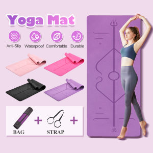 [✅SG Ready Stock]Anti-Slip Premium Quality Tpe Yoga Mat Extra Thick Thickness 8mm Tpe Workout Mat Free Strap + Bag Double Layer Non-Slip