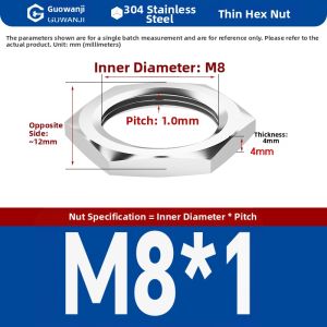 GUWANJI | Stainless Steel Fine Thread Hex Nut