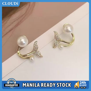 Korean Temperament Fishtail Pearl Earrings Niche Design Pearl Earrings All-Match Personality Fairy Earrings Light Luxury High-End Elegant Fashion Asymmetric Jewelry Female