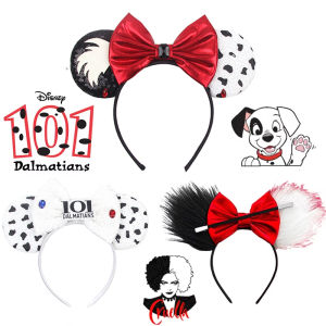 Disney Cruella Ears Headbands Kids Anime 101 Dalmatians Hair Accessories Women Cosplay Cruella De Vil Hairband For Girl Festival