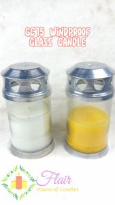 Flair GC75 Glass Candle Smokeless Windproof Candle in Glass with Cover (44 hrs burning time) 16.3cm tall
