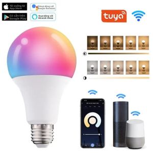 Tuya WiFi Thông Minh Bóng Đèn LED E27 Âm Trần Ánh Sáng RGB Ứng Dụng Điều Khiển Cho Phòng Ngủ Đảng Chiếu Sáng 110V 220V Thông Minh LifeColor