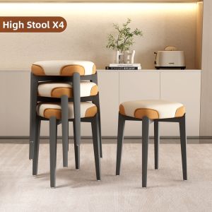 TINGXU | Luxurious Simple Modern Soft Upholstered Cube Stool Stackable