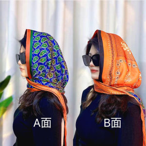 Multifunctional Scarf Hat Head Wrap Sun Protection Travel Thin New Style 2025 Womens Shawl Hat Bohemian Print Triangle Shape