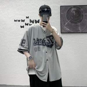 2024 New Summer Fashion Trendy Brand Baseball Jersey Mens Short Sleeve Shirt Korean Style Sport Oversized Baseball Uniform