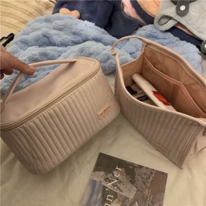 กระเป๋าเครื่องสำอางแบบพกพาขนาดใหญ่ ความจุสูง กระเป๋าเครื่องสำอางสำหรับเดินทาง กระเป๋าใส่เครื่องสำอางแบบเรียบง่ายและหรูหรา