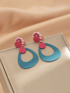 Fashionable Long Geometric Earrings Color Block No Piercing Mosquito Coil Tray Clutch Elegant Womens Alloy Jewelry Ear Cuffs