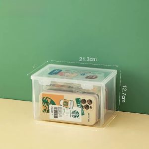 Acrylic Plastic Rectangular Desktop Storage Box Cover Cosmetic Miscellaneous Items Organizer Transparent Mobile Phone Case Holder