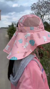 Kid Sunscreen Hat UV Protection Baby Sunbonnet Sun Cap Visor Wide-Brim Foldable Cap with Whistle