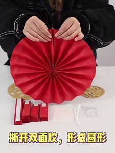 Dekorasi Imlek Fu: 1 Set Kipas Gantung Kertas