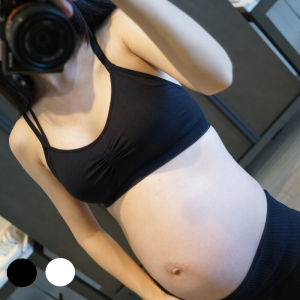 Pure Cotton Comfortable Maternity Bra Womens No Steel Ring Gathered Cross Shoulder Strap Pregnancy Black Underwear Thin
