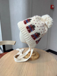 Thickened Knitted Hat Female Autumn Winter Warm Cute All-Match Ear Protection Tassel Tie Knitted Cap Sweet Lovely Style