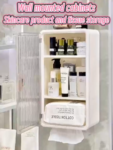 Wall Mounted Bathroom Tissue Holder Waterproof Multilayer Punch-Free Toiletries Storage Rack