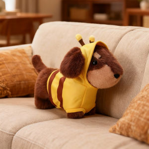 26/35CM Cute Dachshund Plush Toys Wear Clothes Doll Kawaii Pink Dress Blue Shirt Bee Dress Up Dachshund Doll Accompnay Toys