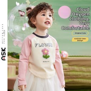 ASK JUNIOR | Long Sleeve Leisure Children T-Shirt Autumn and Spring Shoulder Seam