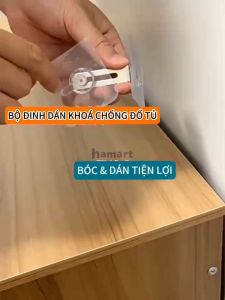 SET Đinh Vít Dán Tường Kèm Chốt INOX Cố Định Tủ Gỗ Khoá Chống Đổ Kệ Sách TV Siêu Dính Hamart