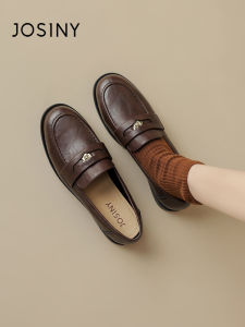 Josiny | Retro English Style Brown Womens Loafers Flats