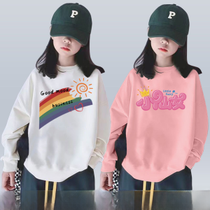 Loose Long Sleeve Sweatshirts for Girls Autumn Wear 2023 New Style Korean Version Outerwear Top for Middle And Big Kids